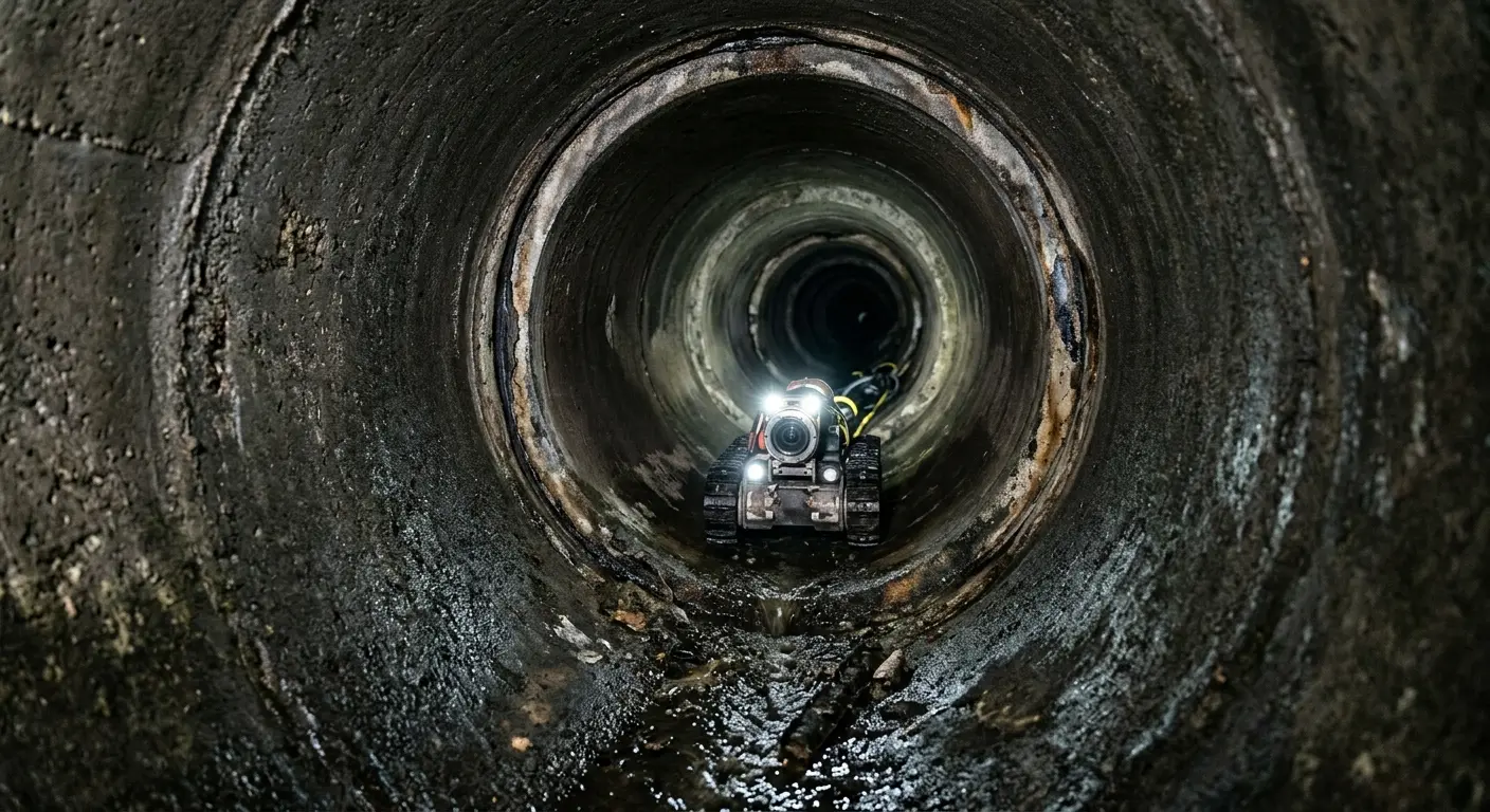 Robotic sewer camera inspecting pipe interior for Drain Snake Service in Cresskill